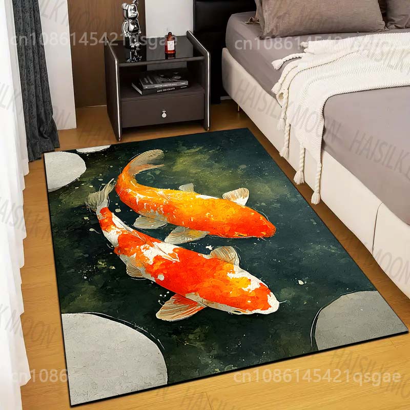 

Multiple sizes Two orange koi fish in water Carpet for Living Room Bedroom Sofa Home Decor Rug Non-slip Floor Mat Luxury Gift 40x60cm