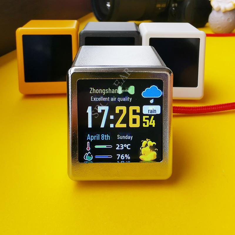 1.54" LCD WiFi Weather Clock - Innovative Black Tech Desktop Display