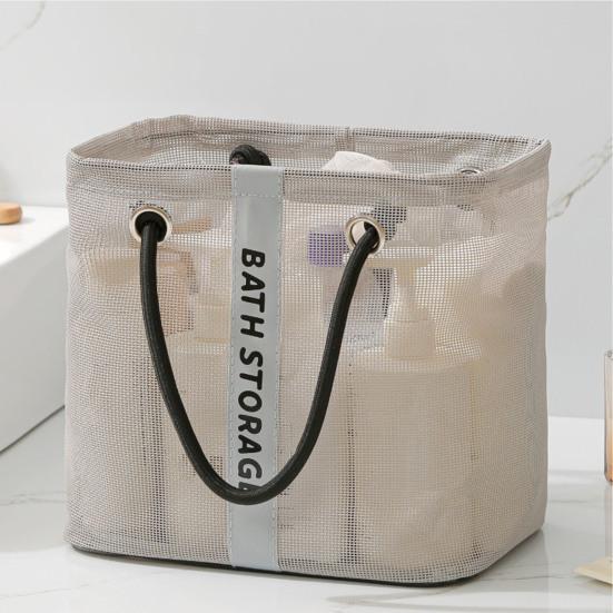 Coș de duș din plasă, portabil, geantă tote cu mânere, respirabil, organizator pentru articole de toaletă, baie, plajă, cămin studențesc