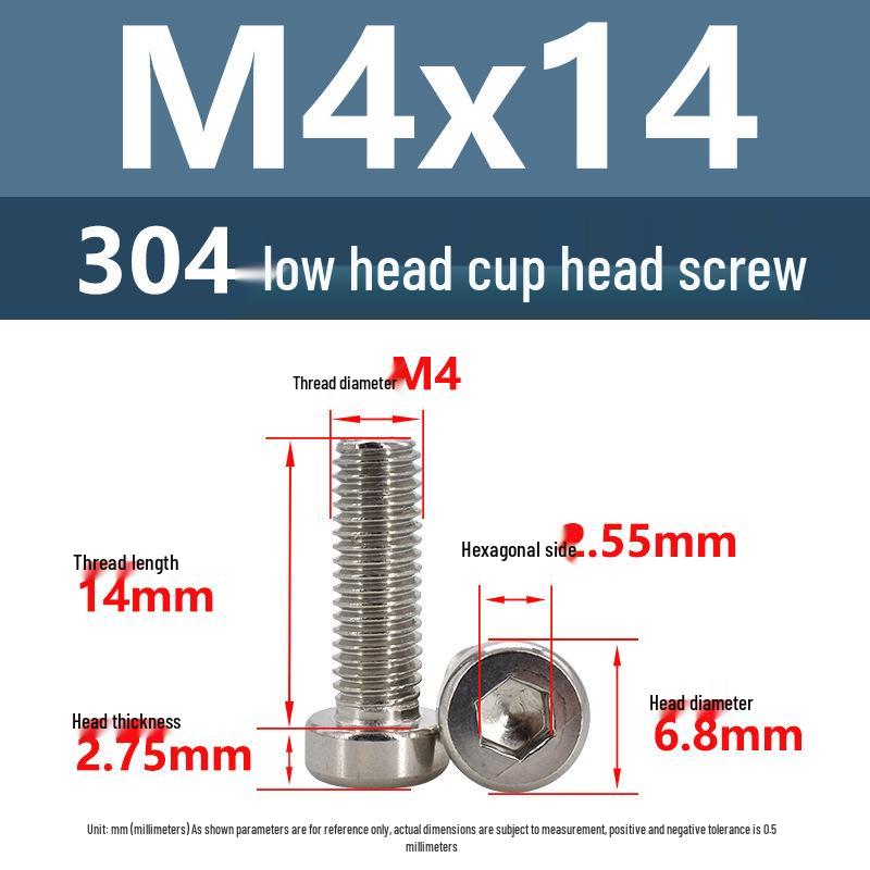 304 Edelstahl Flachkopf Innensechskant Maschinenschrauben M3-M10