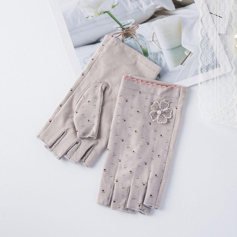 Lightweight Women Half-finger Gloves Cotton Sunscreen Gloves Fashion Driving Gloves  Outdoor Sports