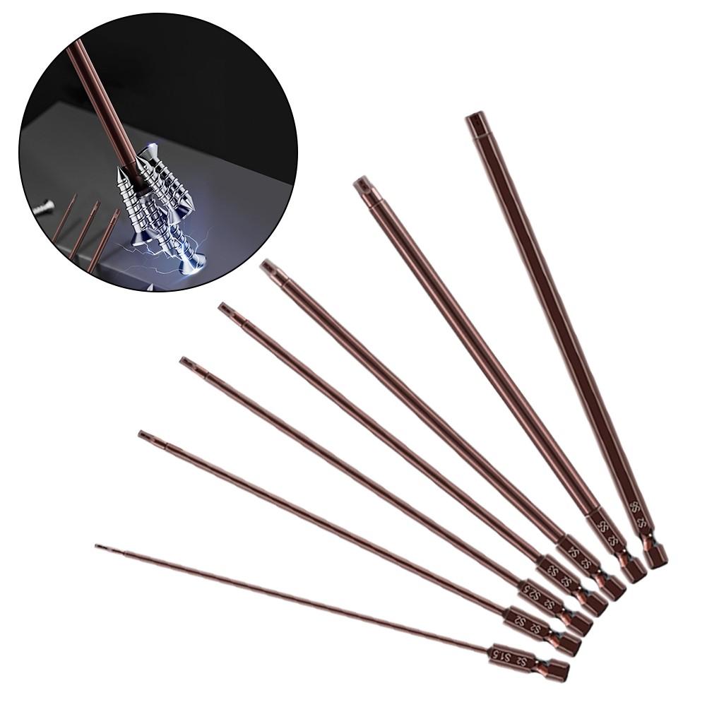 Heavy Duty Magnetic Hex Screwdriver Bits 1 5mm 6mm 150mm Length Alloy Steel