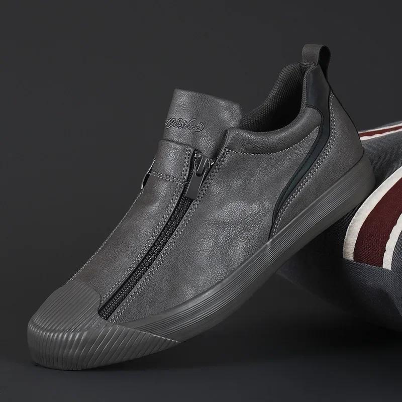 Autumn Men's Casual Shoes Soft Men's Vulcanized Shoes Warm Male Snow Boots with Fleece Slip-on Loafers for Men Botas Para Hombre