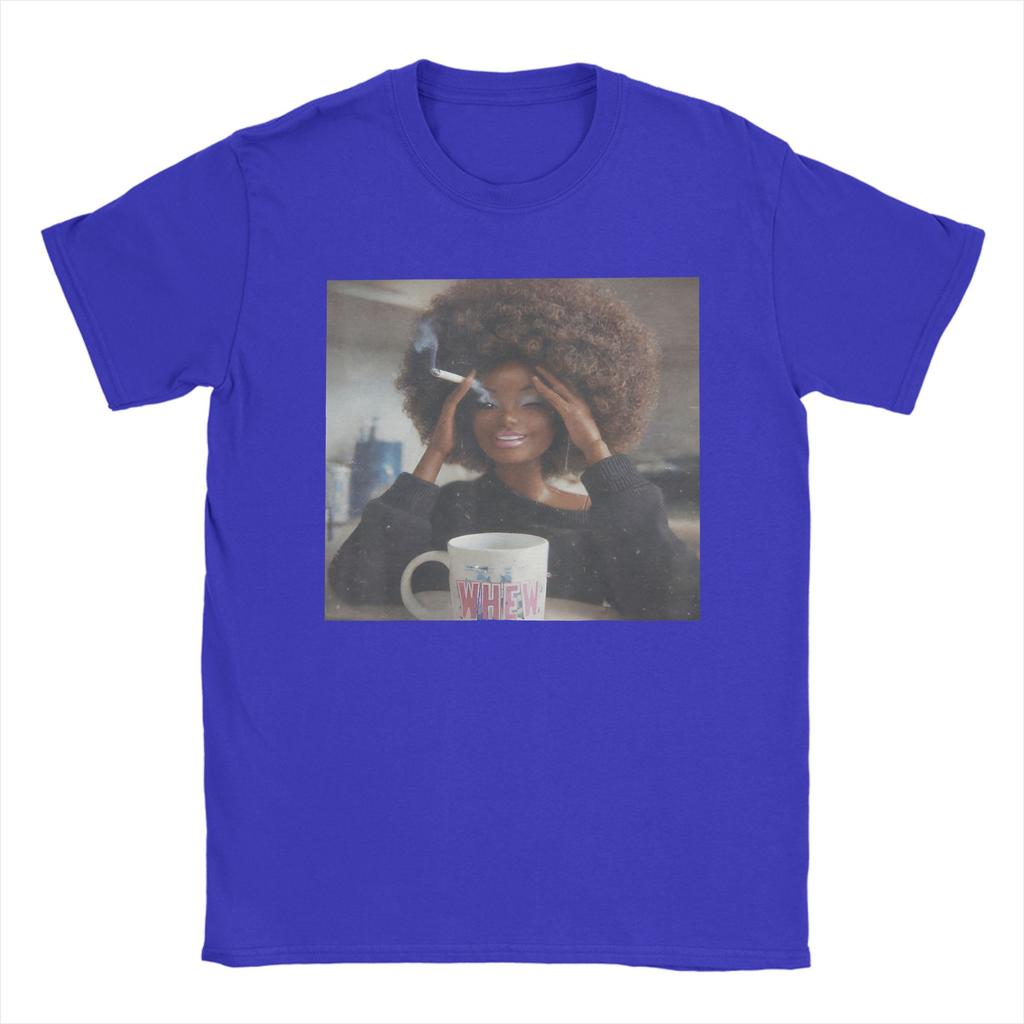 Fun Doll Face Sarcastic Doll Smoking Yk Unisexs T Shirts  Unique Tee Shirt Short Sleeve Round Collar TShirts Pure Cotton 6XL Tops