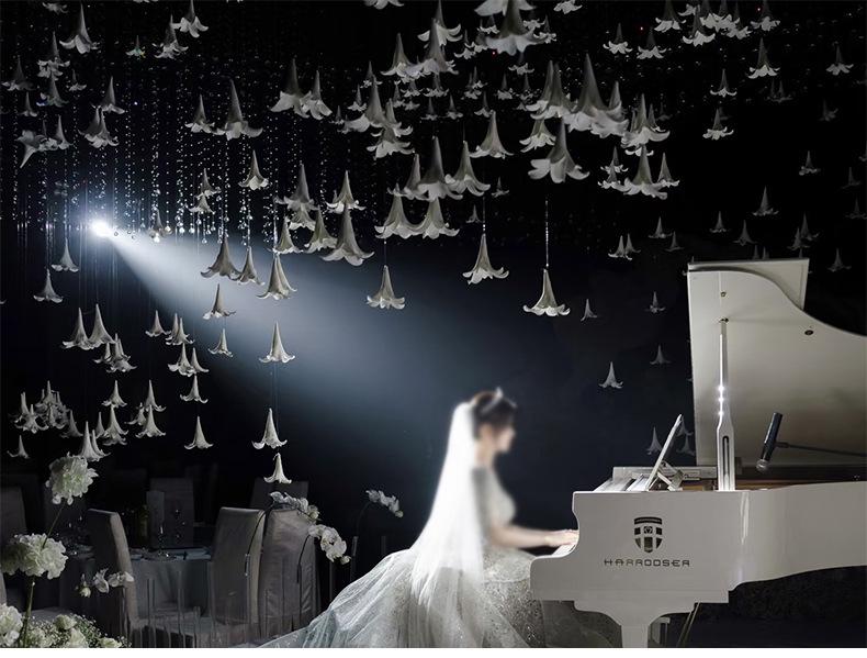 Lily Flower Ceiling Decor: Romantic White Crystal Arrangement for Weddings