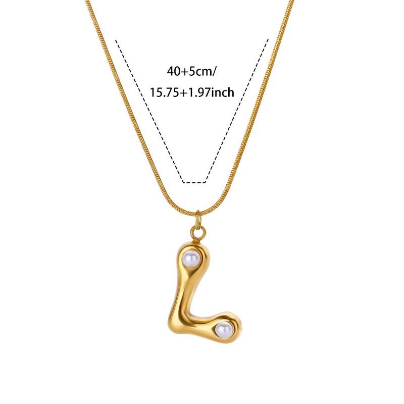 Vintage Stainless Steel Glossy Letter Necklace Female Zircon Cute Bubble English Letter Pendant Necklace New