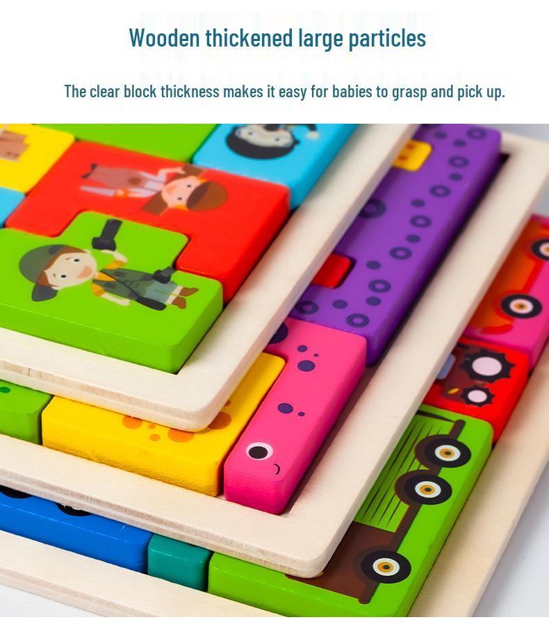 Wooden Tetris Puzzle: Early Education & Logical Thinking Toy for Kids