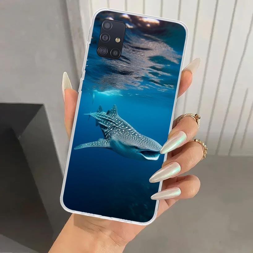 Ocean Whale Shark Phone Case for Samsung Galaxy A52 A32 A22 A12 A02S A50S A30S A10S Note 20 Ultra 10 Plus S10 A31 A20 A71 A72 Ga