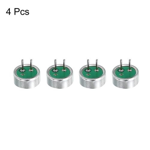 uxcell Cylindrical Condenser Microphone Pickup with 2-Pin Connector for Microphone Transmitter Repair, Green, Pack of 4
