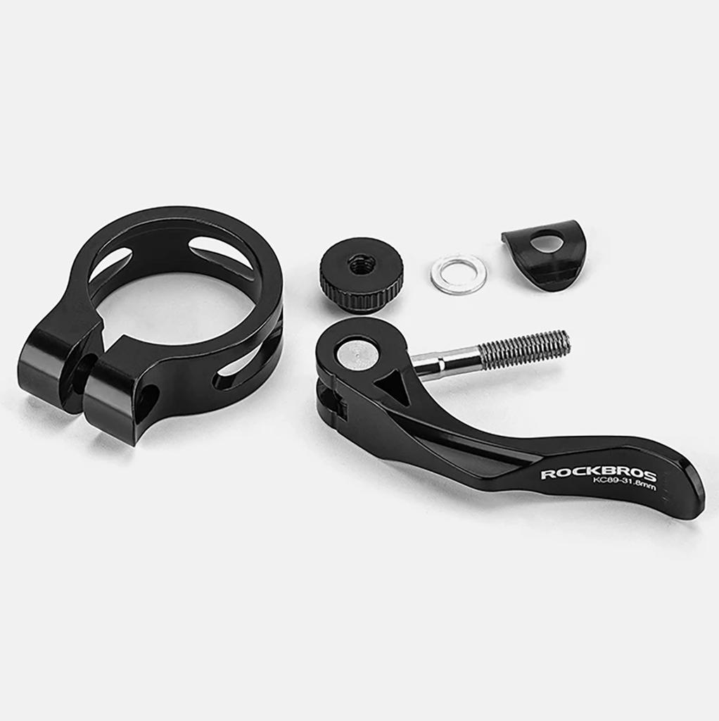 Bicycle seatpost clamp for 272 and 286 mm saddles with quick release, black