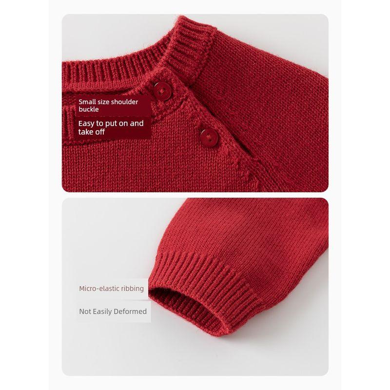David Bella Kidsren's Knitwear Red Pullover Warm Winter Wear New Style Girls' Knitwear New Year's Top