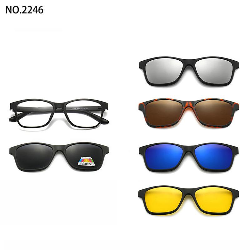6 In 1 Custom Men Optical Magnetic Sunglasses Magnet Clip On Sunglasses Polaroid Clip On Sun Glasses