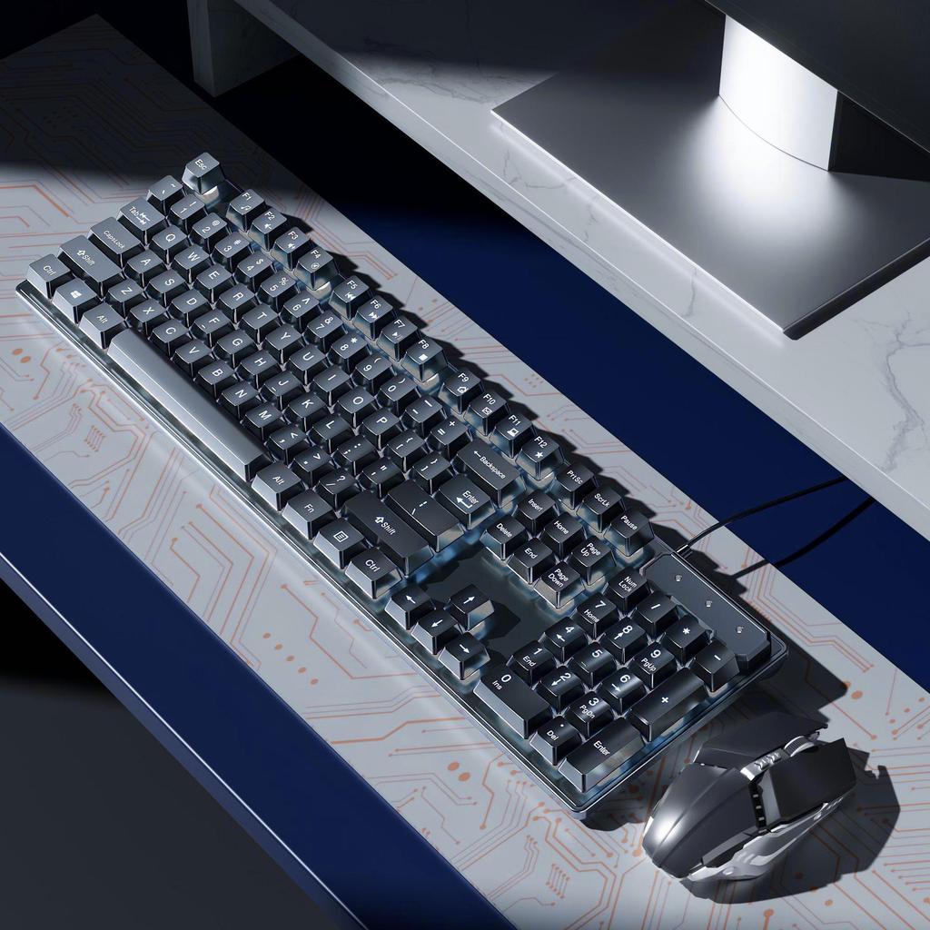 Mechanical Desktop Gaming Keyboard & Mouse Set for PC and Laptop