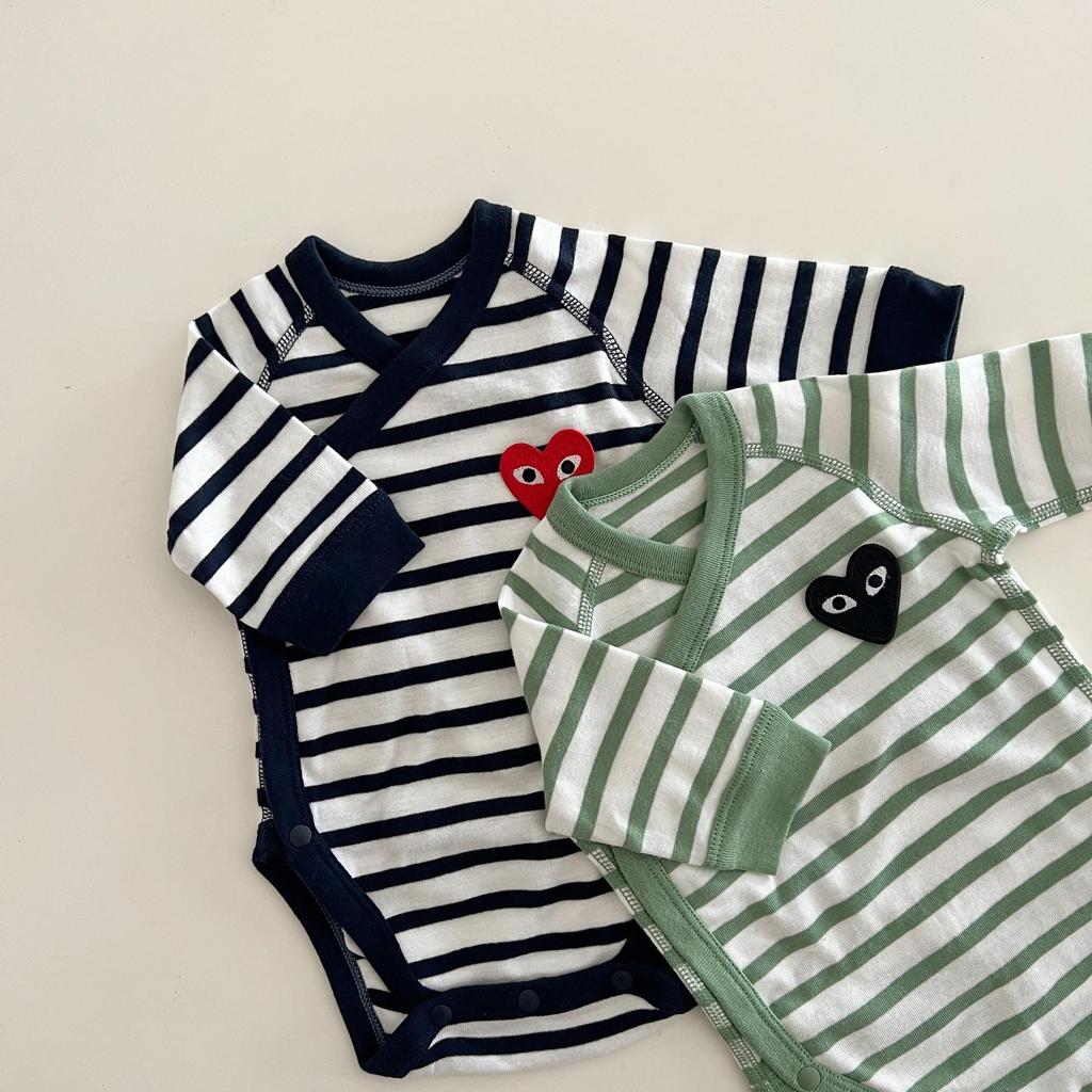 Infant Long-Sleeve Snap Crotch Bodysuit Pajamas with Oblique Placket