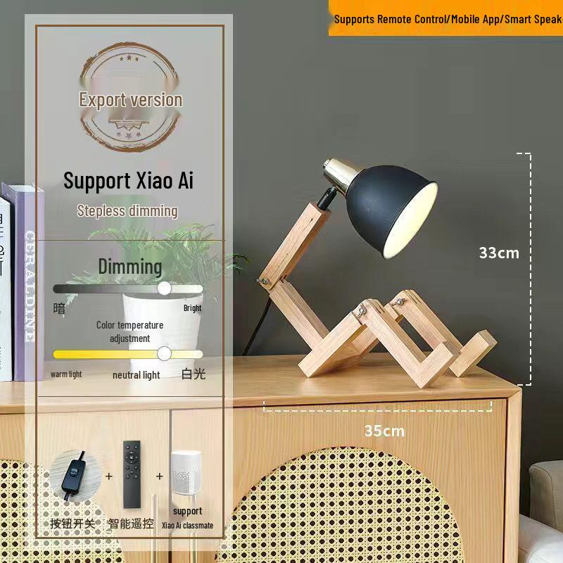 Verstellbare Holz-Augenschutz-Schreibtischlampe für Arbeitszimmer & Schlafzimmer
