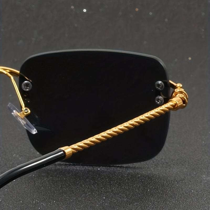 Retro Fashion Square Frameless Twisted Rope Fashion Glasses for Men and Women, Metal Frame, AC Lens, for Daily Decoration Glasses