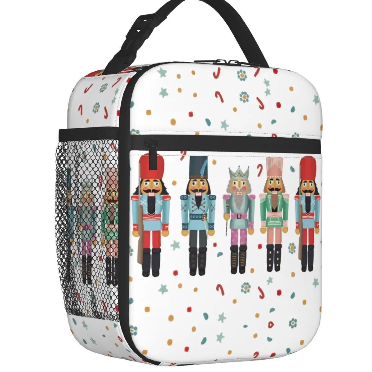 

Кукла Щелкунчик, термосумка для обеда для женщин, портативный мультяшный рождественский солдат, игрушка-холодильник, термобокс для обеда, пикник, путешествия 26x21x11CM серебряный