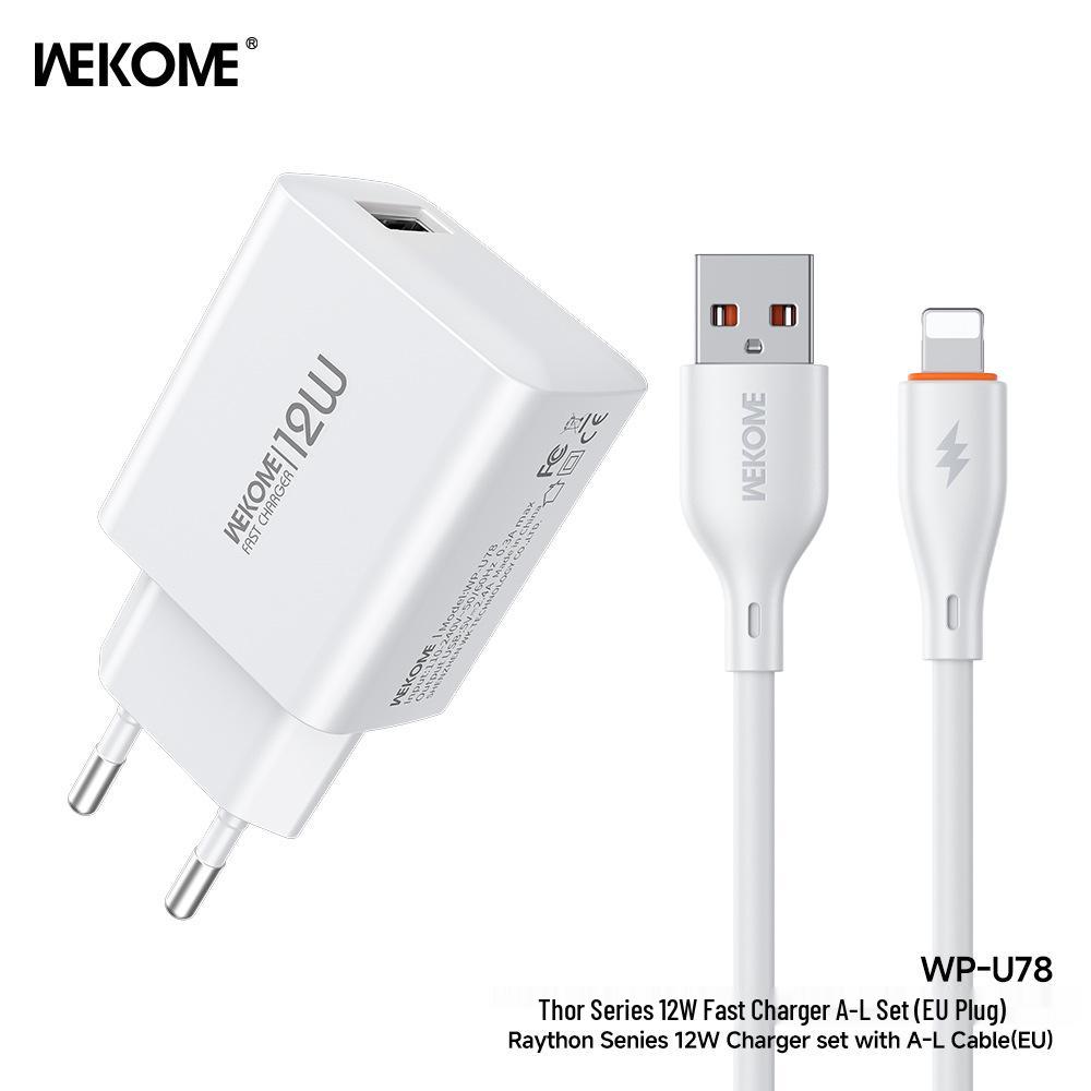 Wekome Thor 12W Fast Charger for Apple & Huawei Phones, 5V/2.4A Compatibility