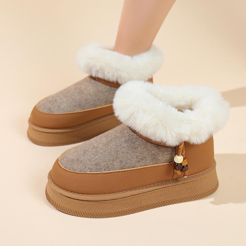 Across Platform Snow Boots for Women, Winter 2025 Plus-size Plus Suede Wool Cotton Shoes for Women Are Versatile