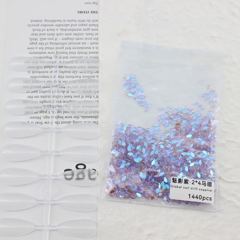 1440 Pieces Phantom Purple Irregular Flat Bottom Rhinestones Aurora Nail Art Accessories Mixed Glass Stickers Decals