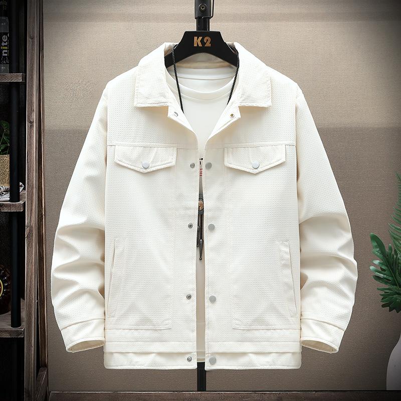 Jacket Large Size Casual Solid Color Workwear Jacket Men s Lapel Extra Large Loose Jacket 2XL