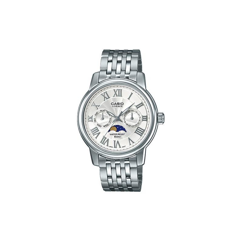 

Casio [Business Recommendation] LINEAGE Series Retro Business Heart Moon Pointer Three Eyes Five Needles Roman Scale Moon Phase LIN-303D-7AV срібний