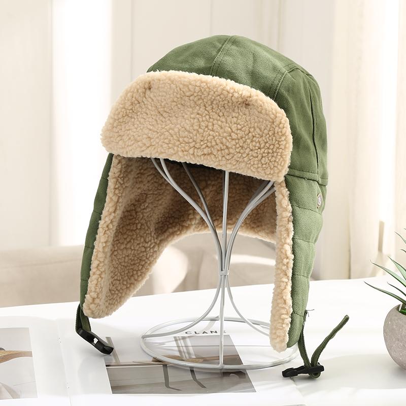 Women s Trooper Trapper Warm Winter Hat Removable Face Mask Earflaps 100% Cotton 3D Embroidery Checked Pattern Hunting Travel Adult