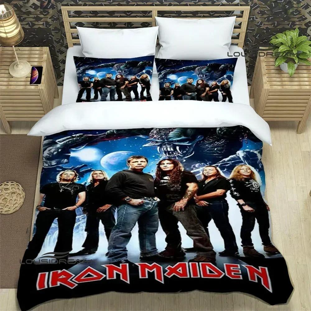 

3D Комплекти Постільної Білизни I-Iron-M-Maiden Вишуканий Набір Постільних Приналежностей Наволочка Комплект Ковдри Комплект Постільної Білизни Розкішний Подарунок на День Народження AU King(245*210cm)3pcs