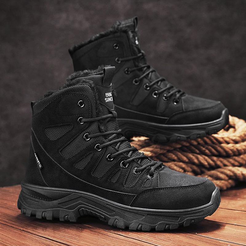 Oxford cloth waterproof and non-slip outdoor hiking shoes velvet thermal cotton shoes high-top snow boots