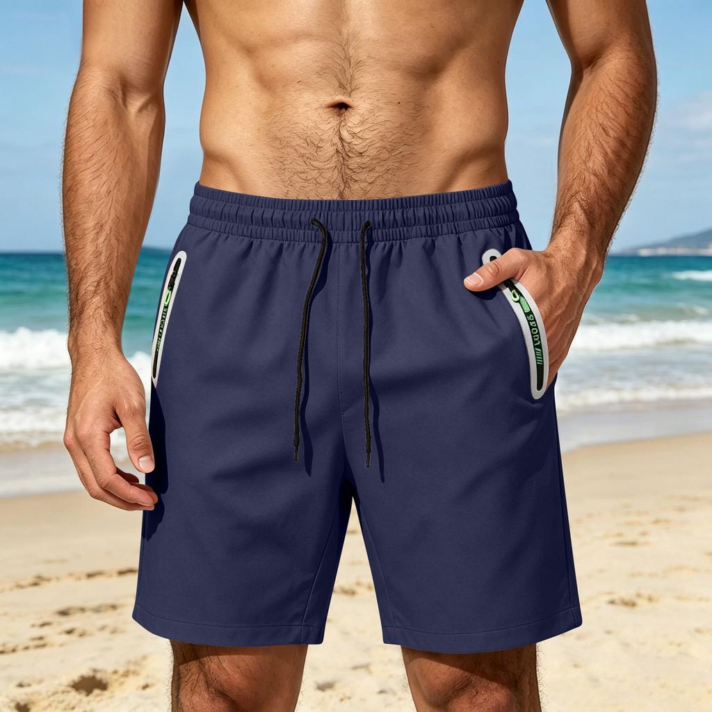 Men's Lightweight Breathable Quick Dry Shorts Loose Fit Elastic Waist Five Inch Length Straight Leg Casual Sportswear