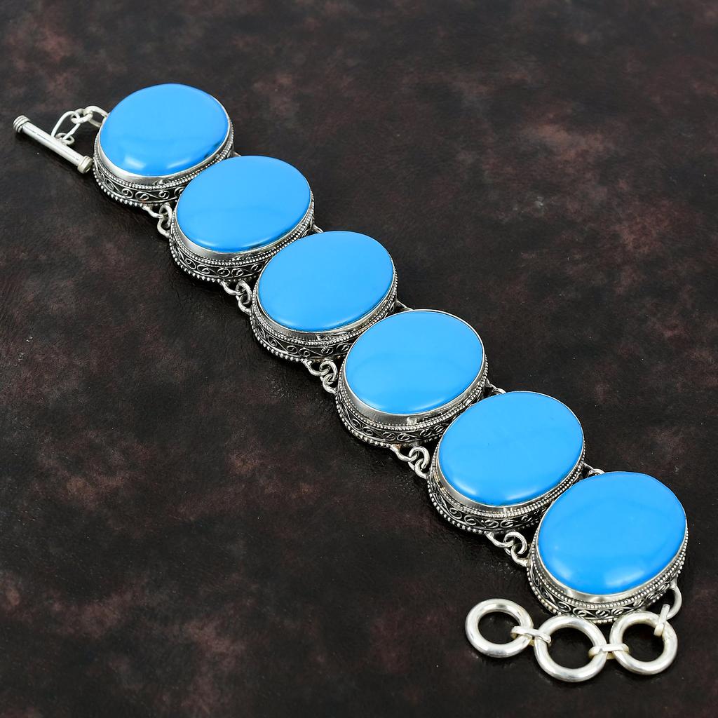 Sleeping Beauty Turquoise Bracelet Handmade Antique Jewelry Gemstone Vintage Bracelet 925 Sterling Silver Bracelet Adjustable Chain Bracelet