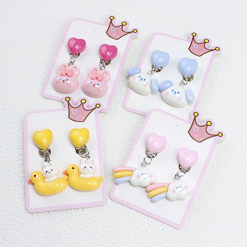 Painless Clip-On Princess Earrings for Girls – Cute Cartoon Dangle Jewelry Gift