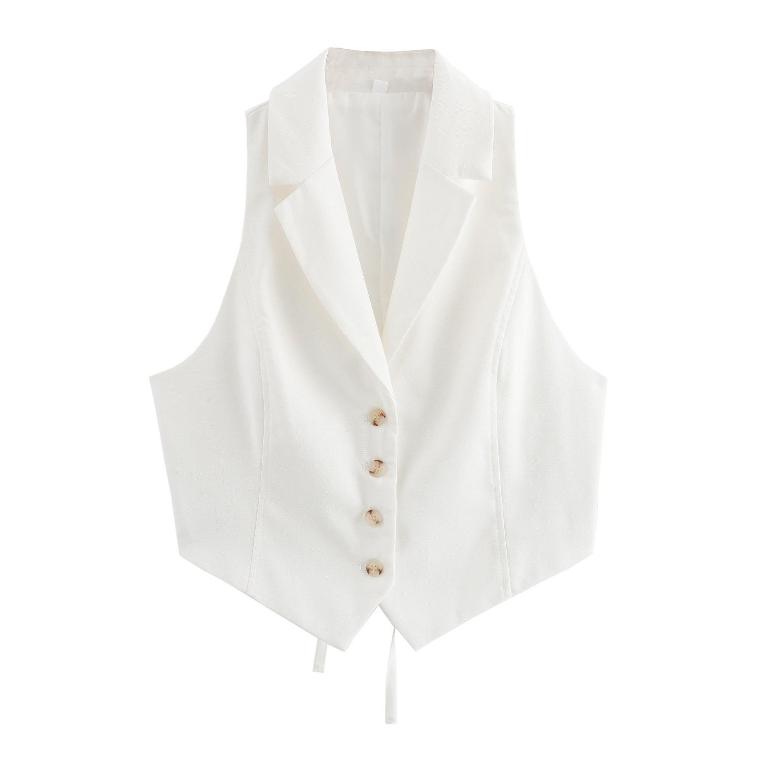 European and American women s clothing INS Internet celebrity explosion back opening design vest XS белый