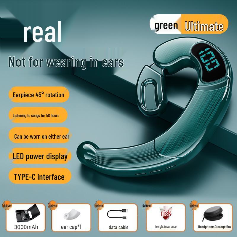 2024 In-Earless True Bone Conduction Bluetooth Ear-Hook Headphones with 5.3 Chip and Extended Battery Life