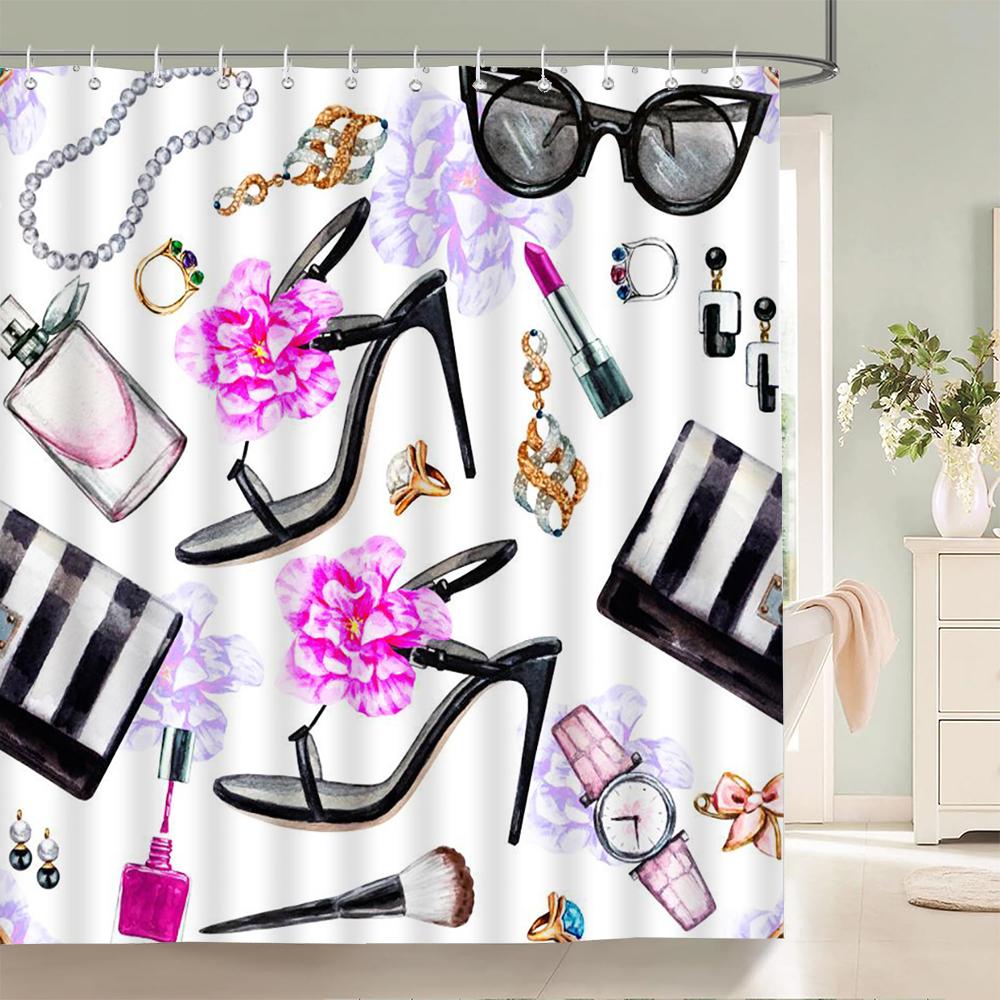 1 pc Love Romance Pink Girl patterned polyester material shower curtain waterproof fabric, home partition bathroom curtain