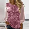 2025 European & American Women's Casual Sequin Round Neck Long Sleeve Pullover