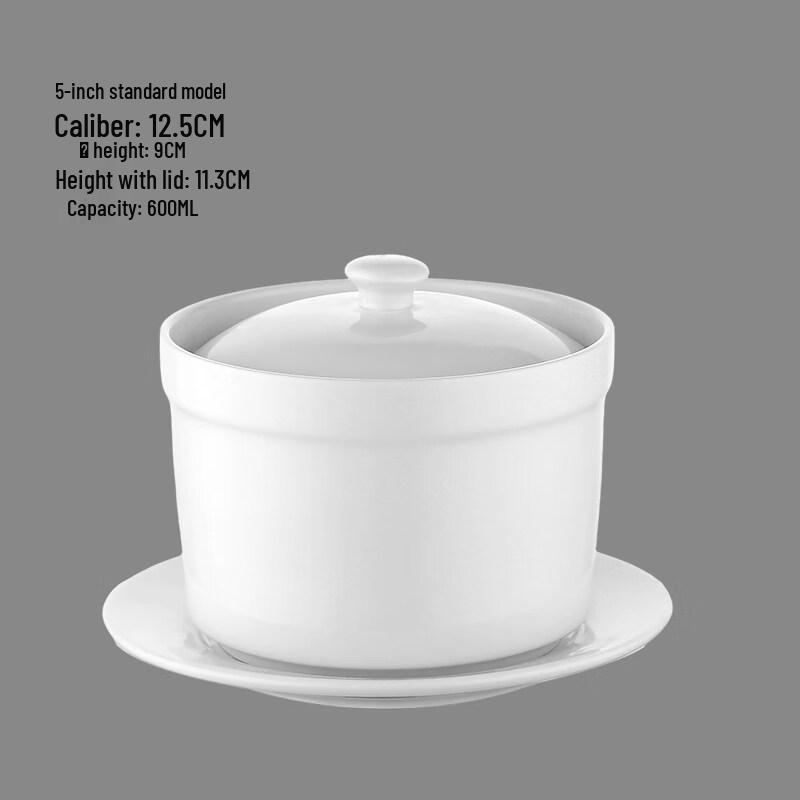 Ruhan Commercial Ceramic Double Boiler Soup Bowls with Lids (Set of 8)