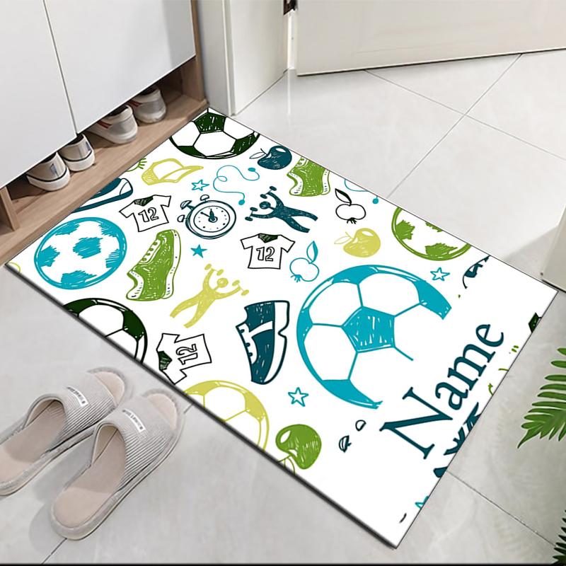 Benutzerdefinierter Fußball-Teppich mit Namen, für Bürostuhl, Wohnzimmer, Schlafzimmer, Küche, Dekor, Geschenke.