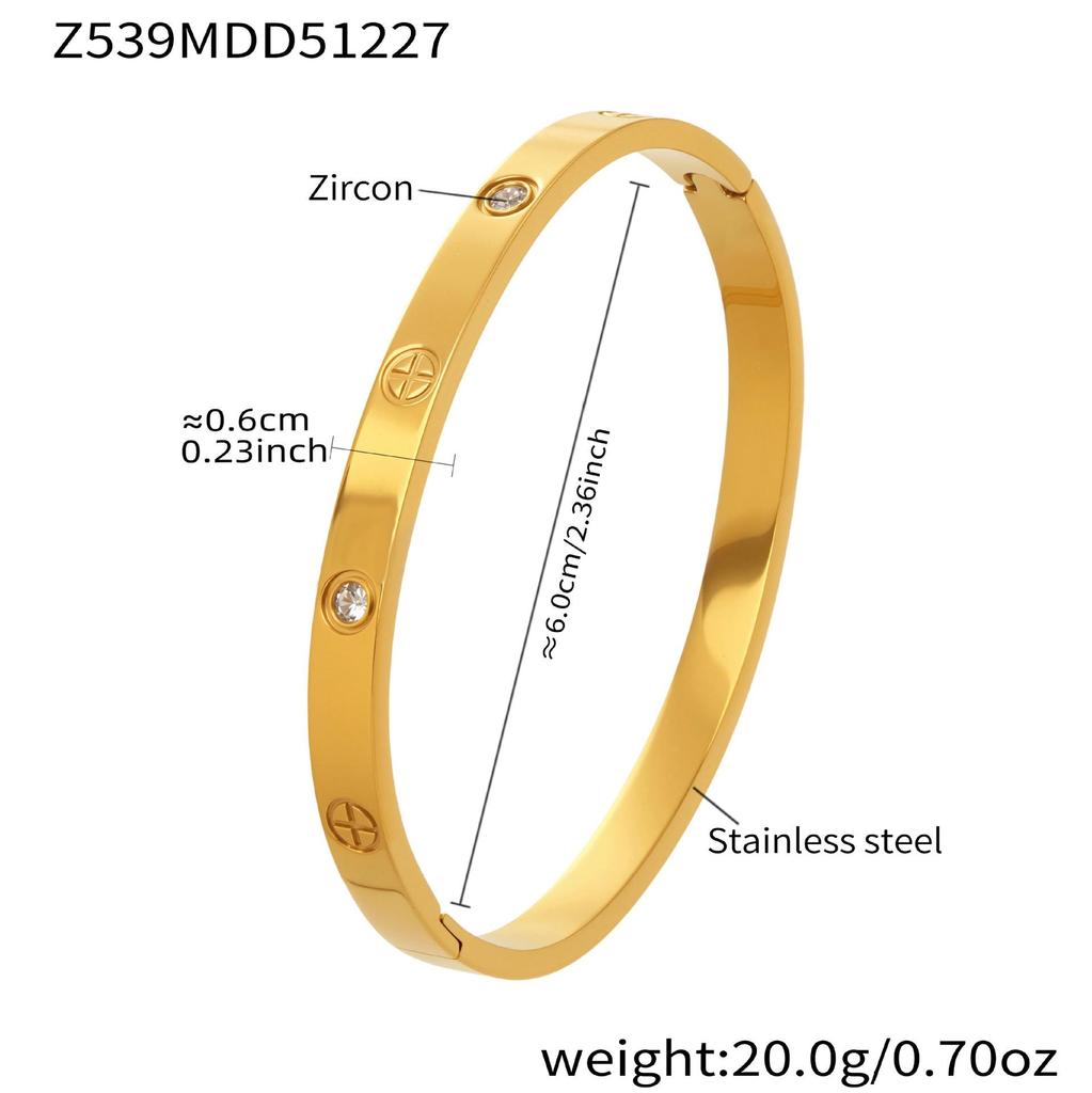 18k Gold-Plated Zircon Bamboo Bracelet Set: Geometric, European & American Style