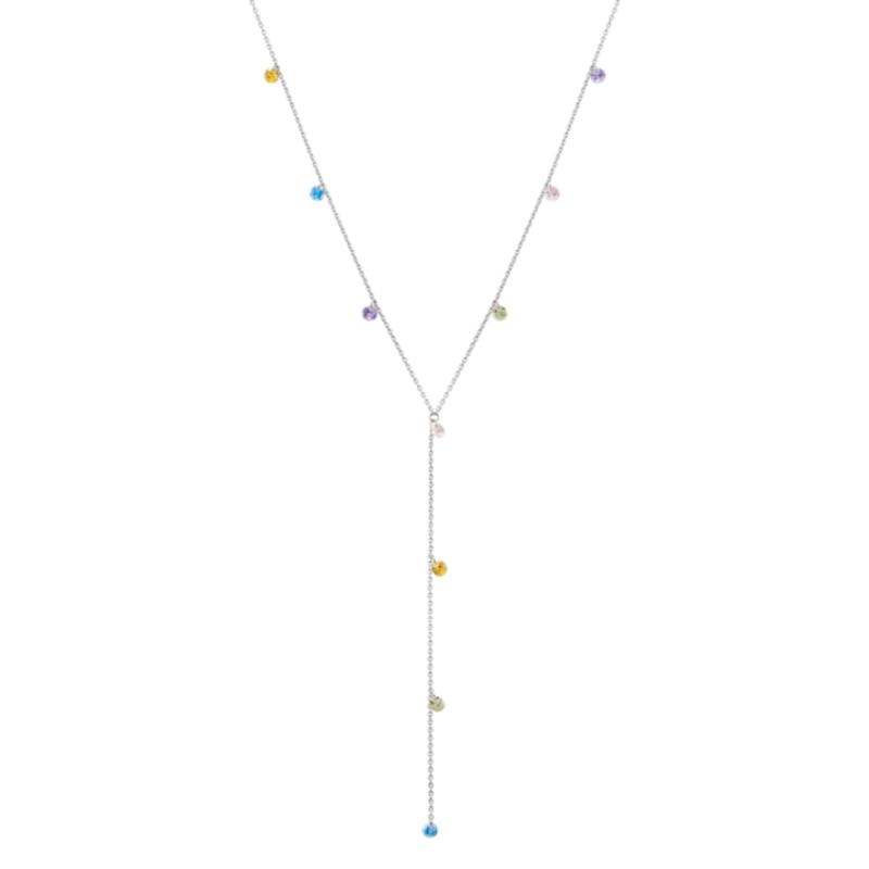Tatiana [Silver925]Brilliant Pastel Mix Y Line Necklace_NZ1150