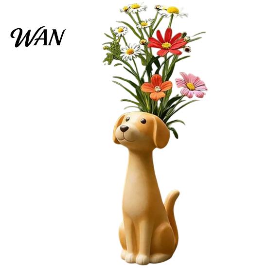 Small Vase Quirky Dog Handcrafted Whimsical Animal Flower Resin Decorative Floral Plants for Desk Shelf Boho Home Decor Gift Lovers Table Centerpiece