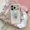 Korean wind ins little fresh stars cute blue love bear apple 13 atmosphere mobile phone case 16pro new iphone17promax with chain 15 double 14p