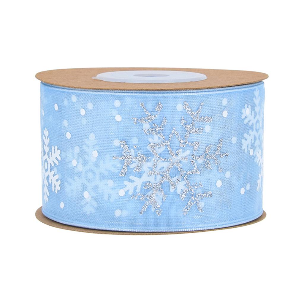 Christmas Polyester Ribbon Festive Decoration Snowflake Ribbon Seasonal Ribbon for Gift Wrapping and Tree Decoration