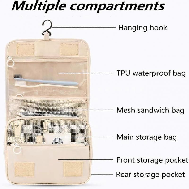 Travel Hanging Toiletry Bag, Cosmetic Bag Organizer, Waterproof And Foldable Makeup Bag, Large Capacity Organizer For Gym Business And Vacation (grey)