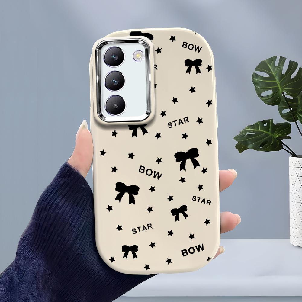 For OPPO A18 A38 A54 A60 A96 Reno12 F 8T 8Z Vivo V30 V40 Y15s Y22 Y27 Y30 Y36 Bowknot Star Design Soft Silicone Candy Color Phone Case