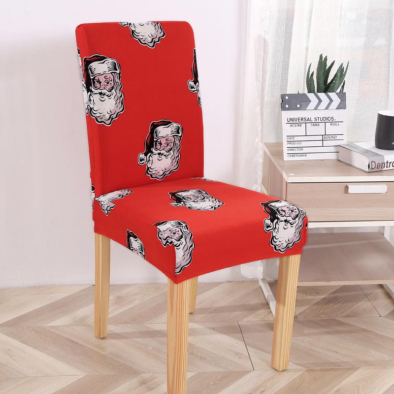 

Christmas Elastic Chair Cover For Dining Room Red Santa Claus Xmas Kitchen El Home Decorative Slipcovers Chair Seat Covers Universal Size 1PC