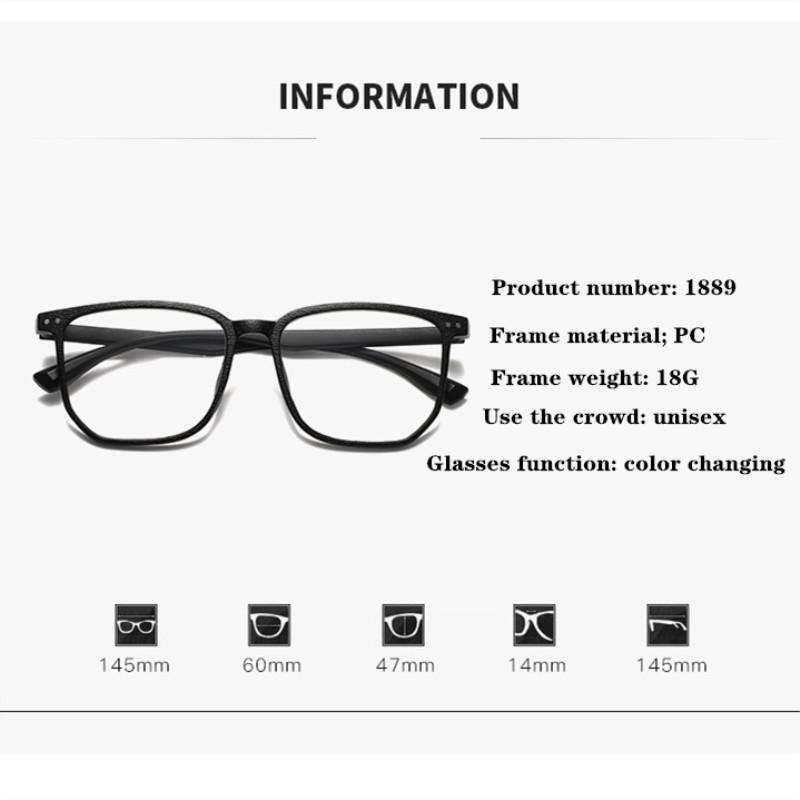 Ultralight Korean Style Photochromic Myopia Glasses for Men And Women Vintage Square Frame Intelligent Prescription Eyewear