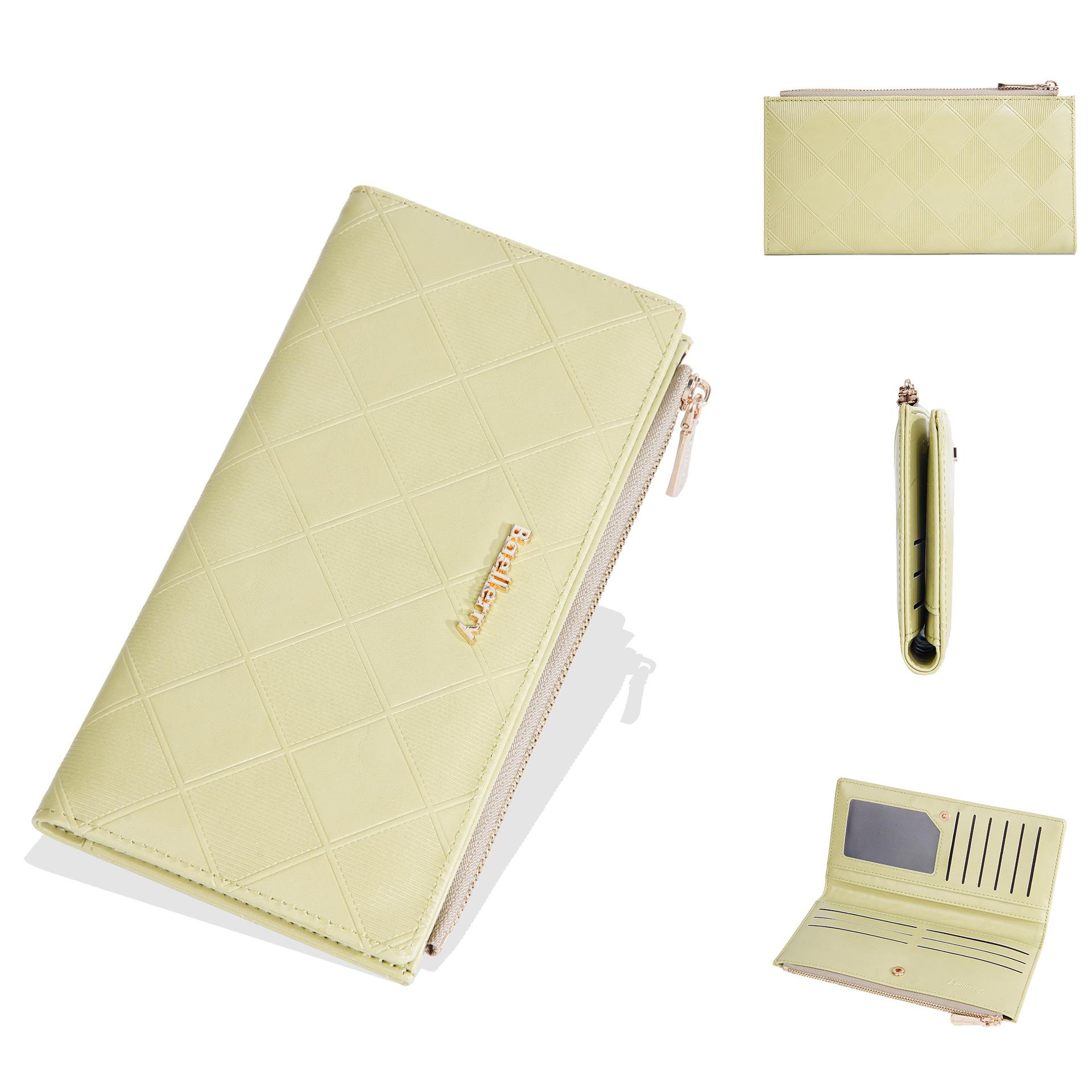 Wallet Female Rhombus Long Multi-card Position Zipper Large Capacity Clutch Bag Multifunctional Premium Sensing Card Bag one size светло-зеленый 1580₽
