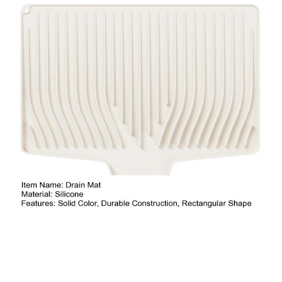 Silicone Drain Mat Heat-Resistant Sloped Design Rectangular Shape Kitchen Mat Nordic Style Dish Drying Mat