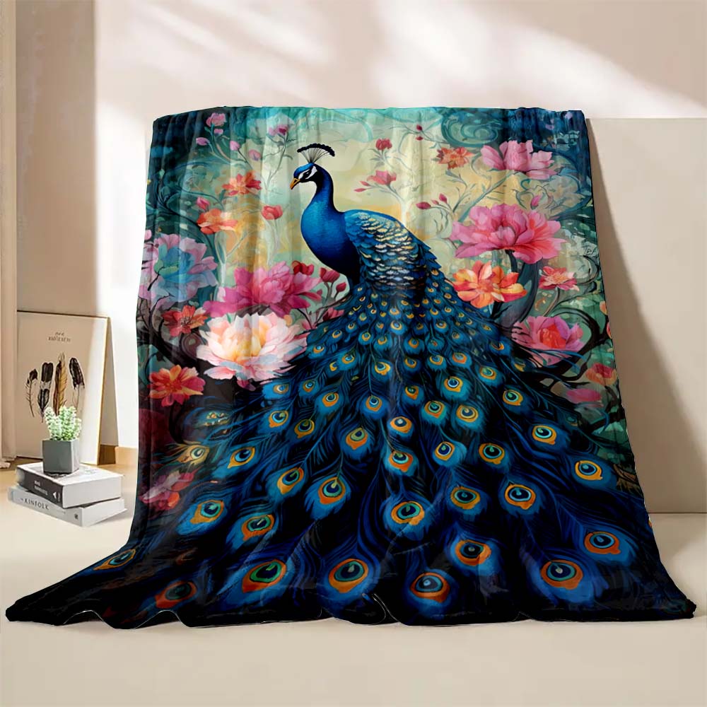 6 Sizes Peacock Art Print Blanket Warm Soft Comfortable Home Travel Blanket Sofa Office Bedding Throw Blanket Gift Large Size